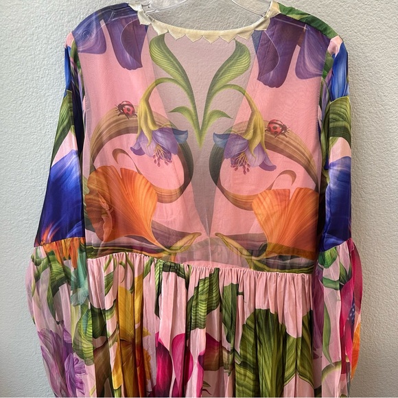 Anthro LIMERICK BY ABIRR N' NANKI Multi Color Crepe V Neck Floral dress women XL - Picture 6 of 9